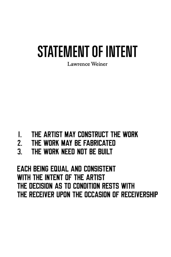 Lawrence Weiner's Statement of Intent